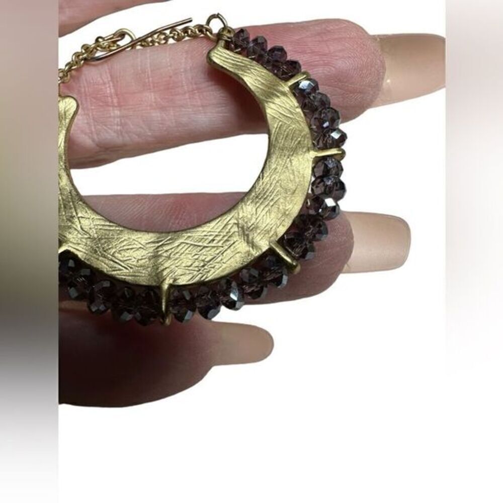 Boho Gold Tone Genuine Amethyst Hoop Earrings – EUC - Picture 6 of 11
